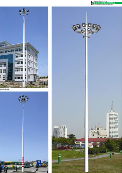 25m Galvanized Steel Polygonal High Mast Flood Lighting Poles with LED Lamps